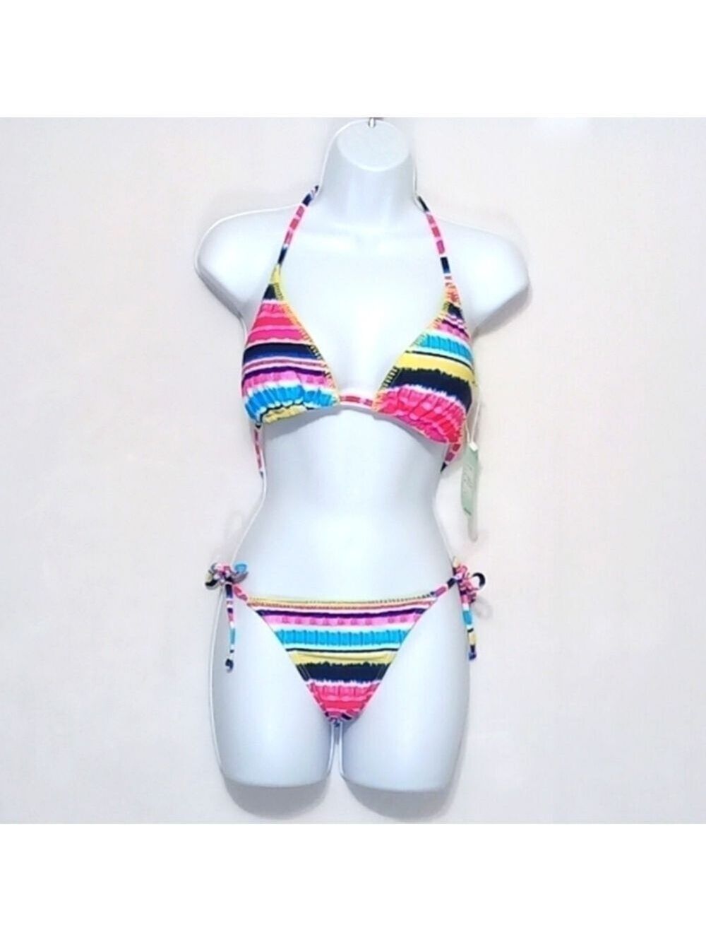 𝅺Two Piece striped tie side swimsuit small